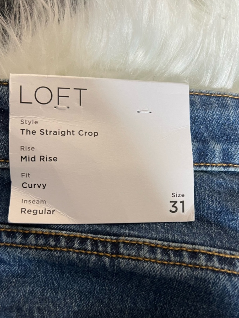 NWT Women’s LOFT The Straight Crop Mid Rise Curvy Jeans Size 31 - Picture 5 of 5
